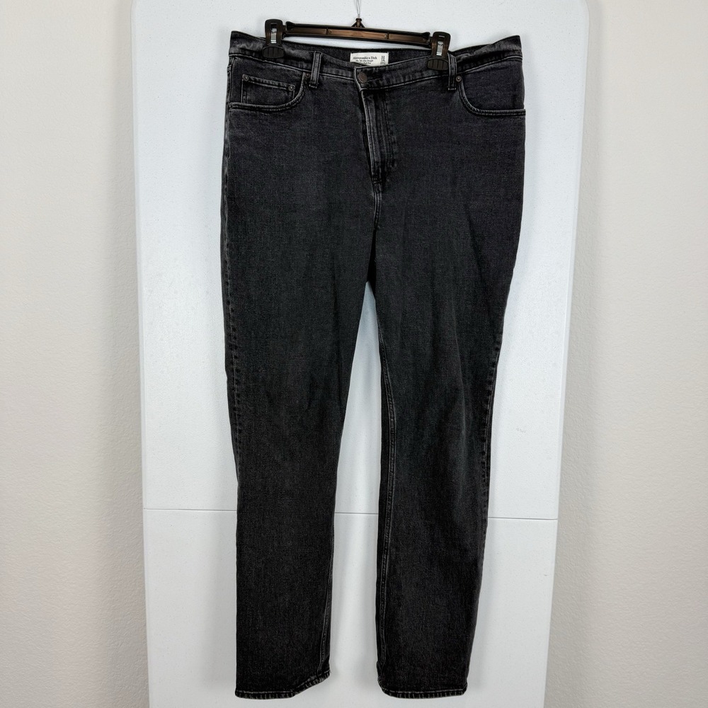 Abercrombie & Fitch The 90s Straight Ultra High Rise Jeans Gray Women's 14 Large